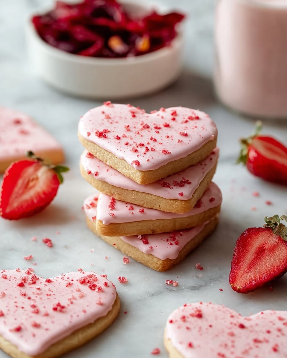 Strawberry Shortbread Heart Cookies Recipe