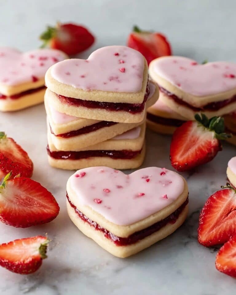 Heart-Shaped Strawberry Shortbread Cookies Recipe
