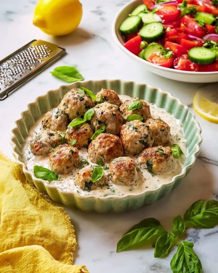 Greek Chicken Meatballs with Tzatziki Sauce Recipe