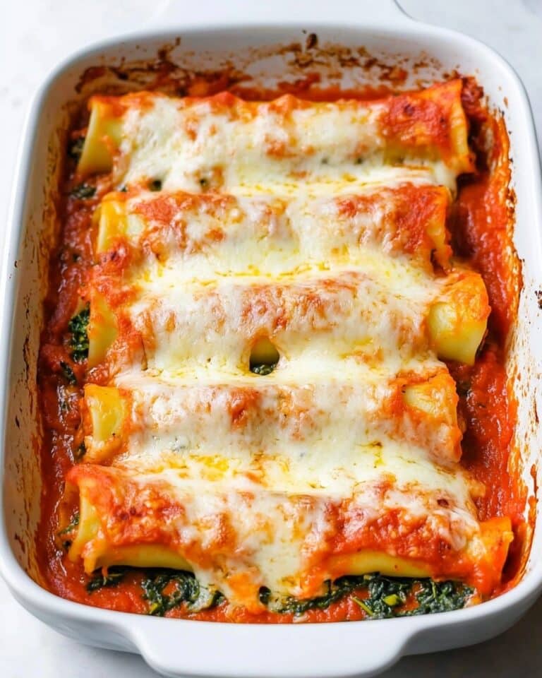Spinach Manicotti with Ricotta and Marinara Sauce Recipe