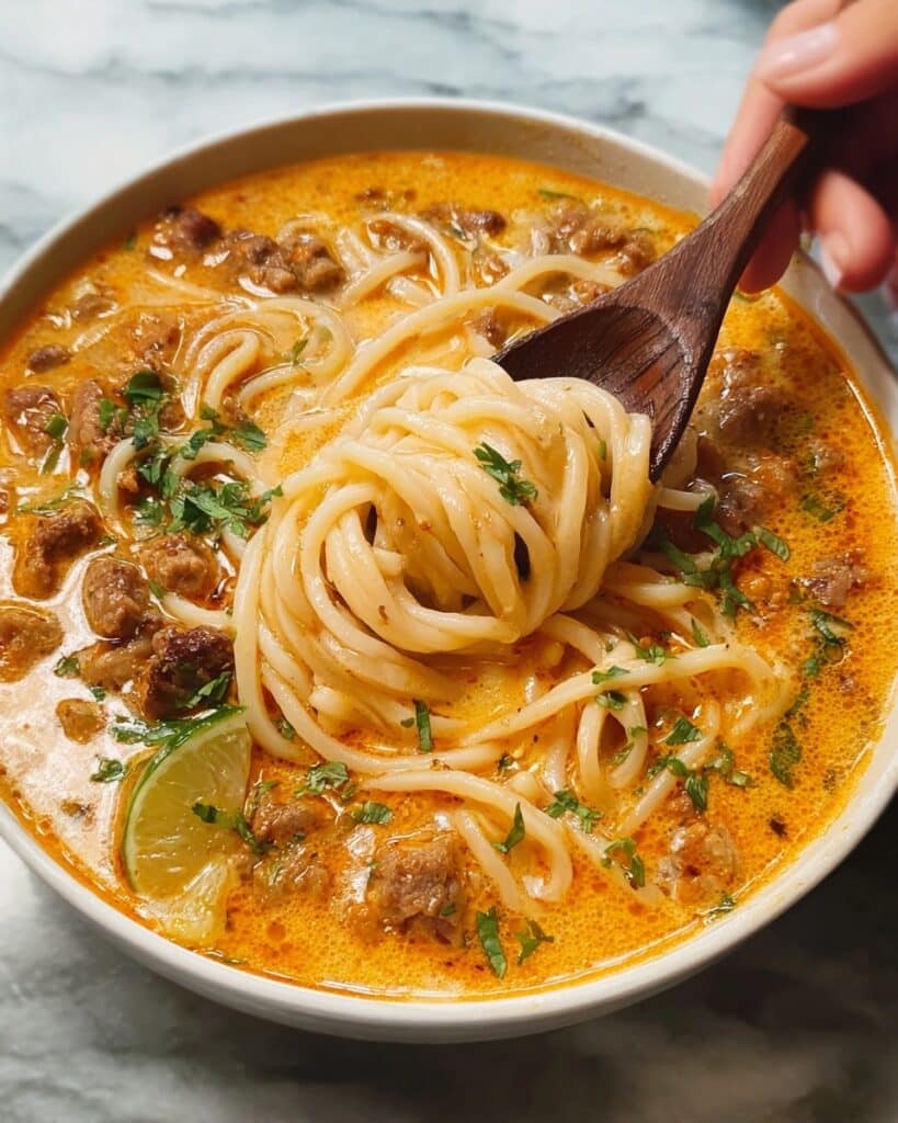 Thai-Inspired Coconut Red Curry Chicken Udon Recipe