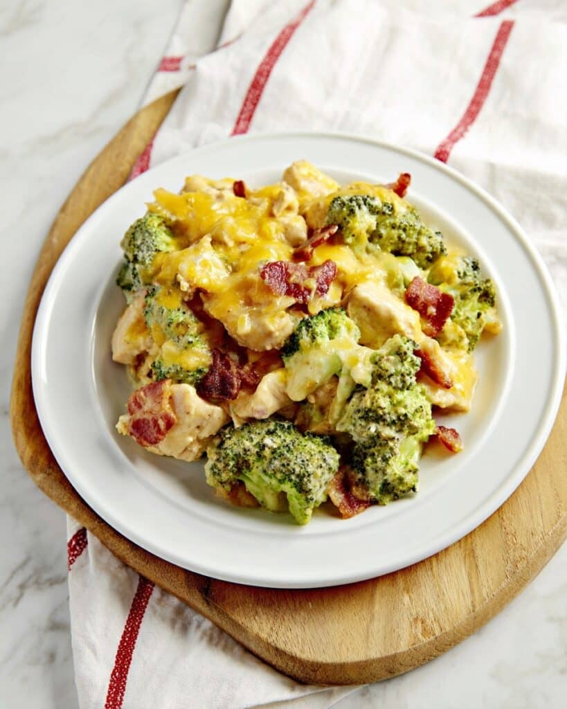 Creamy Low Carb Chicken Casserole with Broccoli and Bacon Recipe