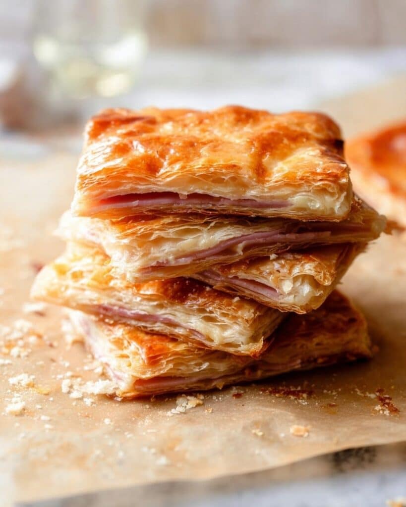 Crispy Ham & Cheese Puff Pastry Stacks Recipe