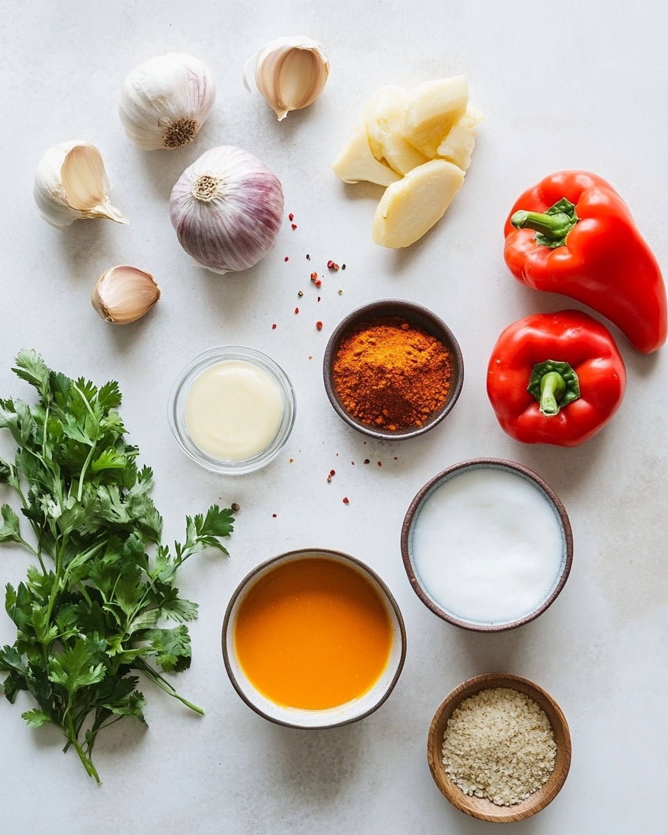 A pan filled with yellow-orange creamy soup holds thick, curly white noodles spread evenly throughout. Brown pieces of cooked meat are scattered on top. Green sliced onions and chopped green herbs are sprinkled over the dish adding a fresh touch. At the back, three lime slices rest on the edge of the pan. The pan is set on a white marbled surface. photo taken with an iphone --ar 4:5 --v 7