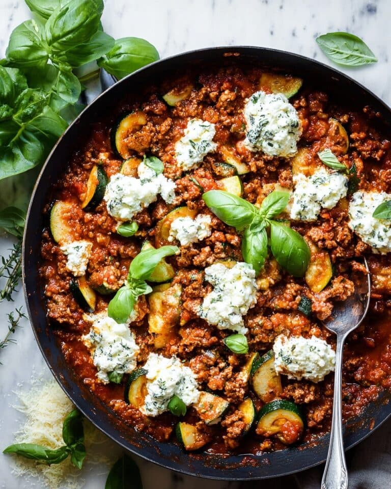 Zucchini & Ground Turkey Skillet with Ricotta Recipe