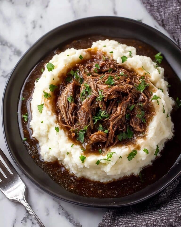 Oven-Braised Chuck Roast with Mashed Potatoes and Mushroom Shallot Gravy Recipe