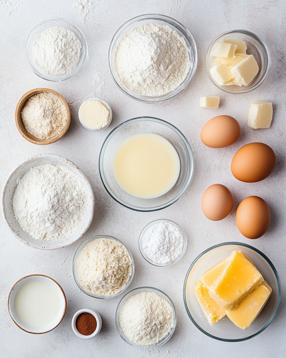 A white rectangular plate holds nine small, round waffles arranged in three rows, each waffle golden brown with a crisp grid pattern. Above the plate are three small white ceramic bowls, the left bowl containing white powdered sugar, the middle bowl holding a pale creamy sauce with a black spoon inside, and the right bowl filled with a reddish-brown sauce. To the right of the plate is a black fork and knife placed on a white marbled surface. The light softly highlights the textures of the waffles and sauces. photo taken with an iphone --ar 4:5 --v 7