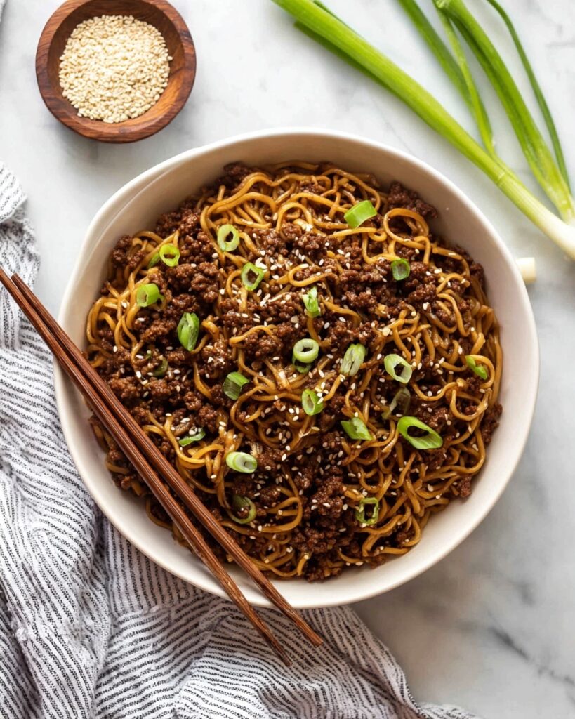 Mongolian Ground Beef Noodles Recipe