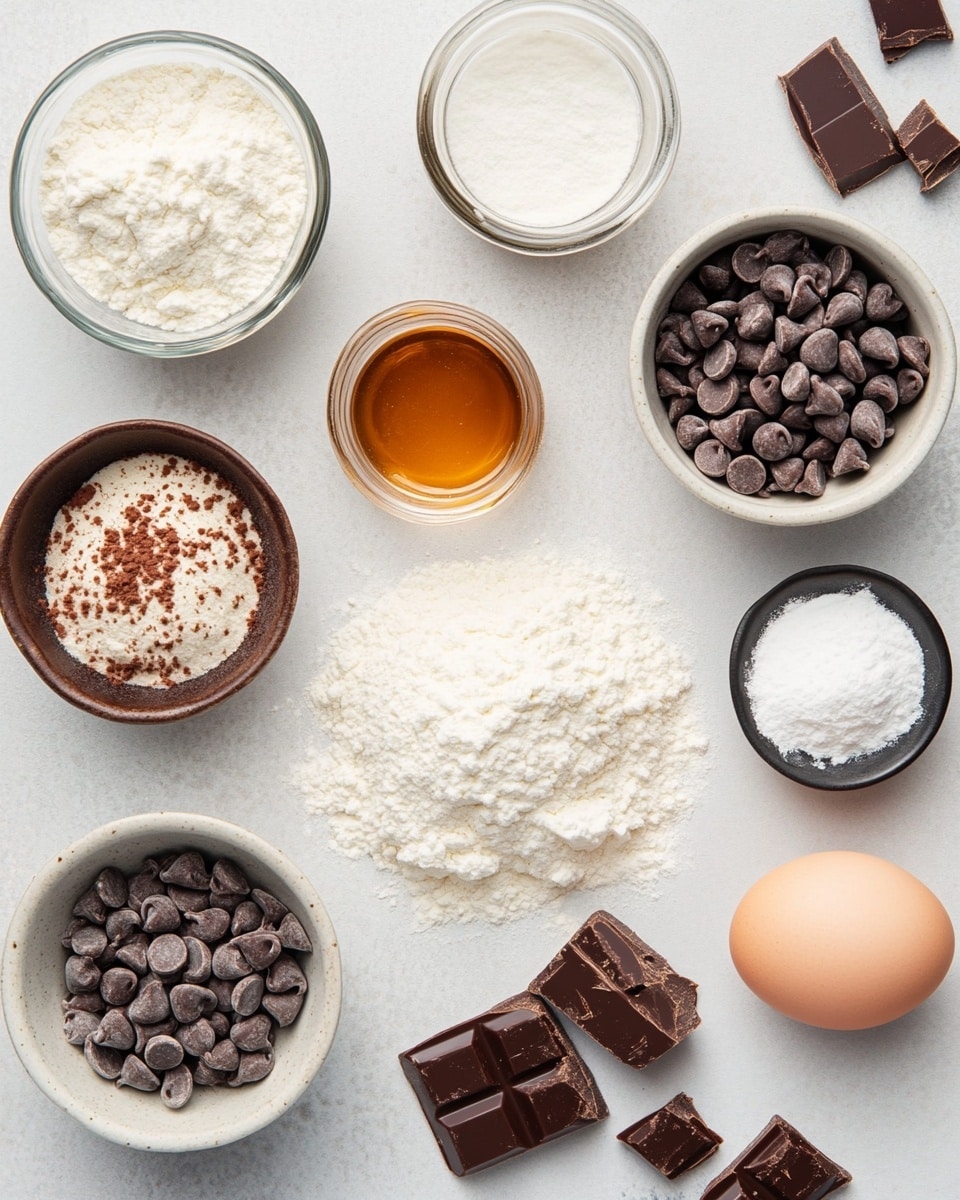 Several chocolate muffins are placed close together on a white plate with a light pink base. Each muffin has a dark brown, slightly cracked top with visible chocolate chips embedded on the surface. The muffin liners are a rich dark brown color, complementing the baked muffin tops. The background features a white marbled texture. The image is focused mainly on the front muffins with a soft blur on the muffins in the back to emphasize depth. photo taken with an iphone --ar 4:5 --v 7