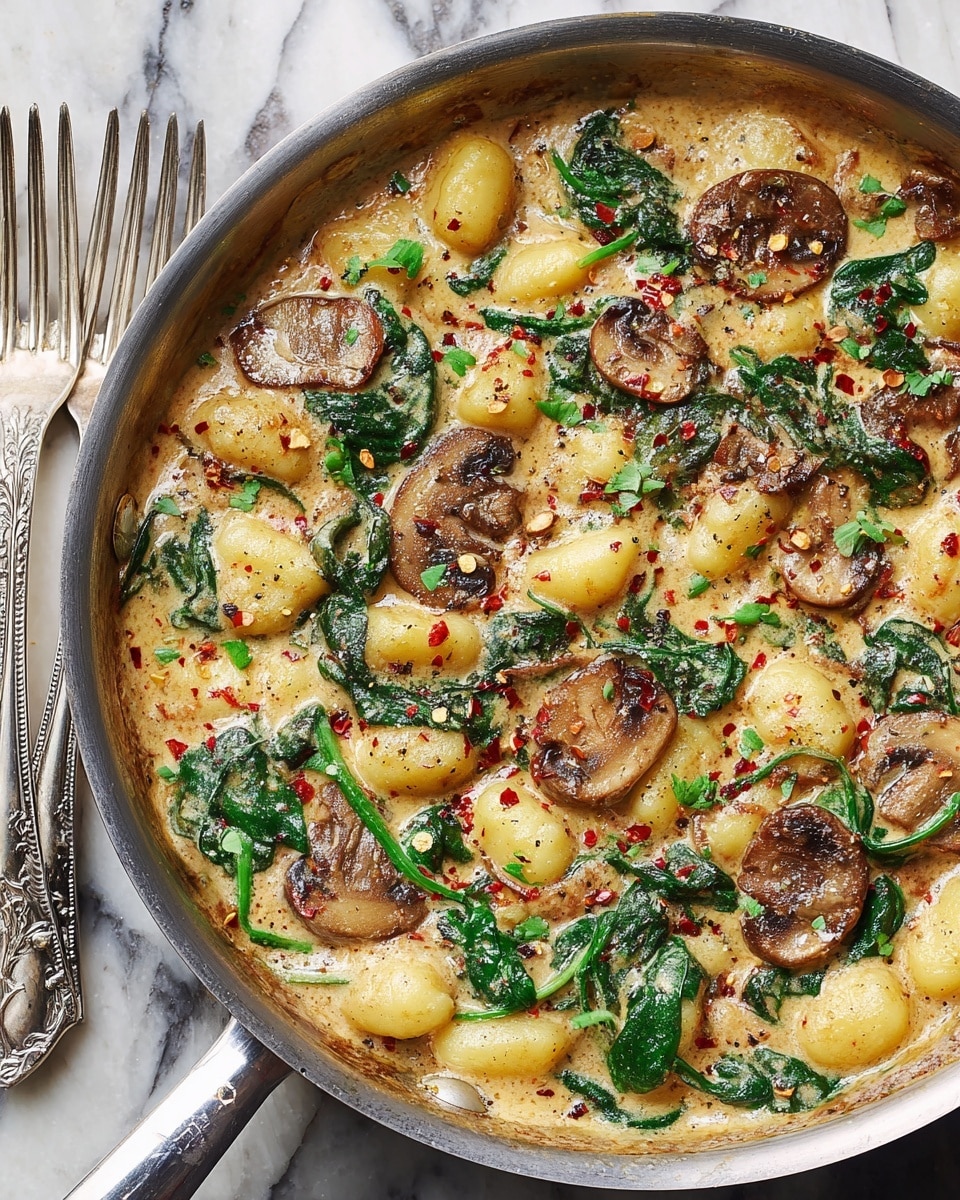 Creamy Spinach and Mushroom Gnocchi (One-Pan, 20 Minutes) Recipe