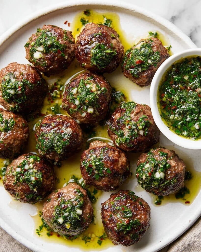 Lamb Meatballs with Mint Chimichurri Recipe