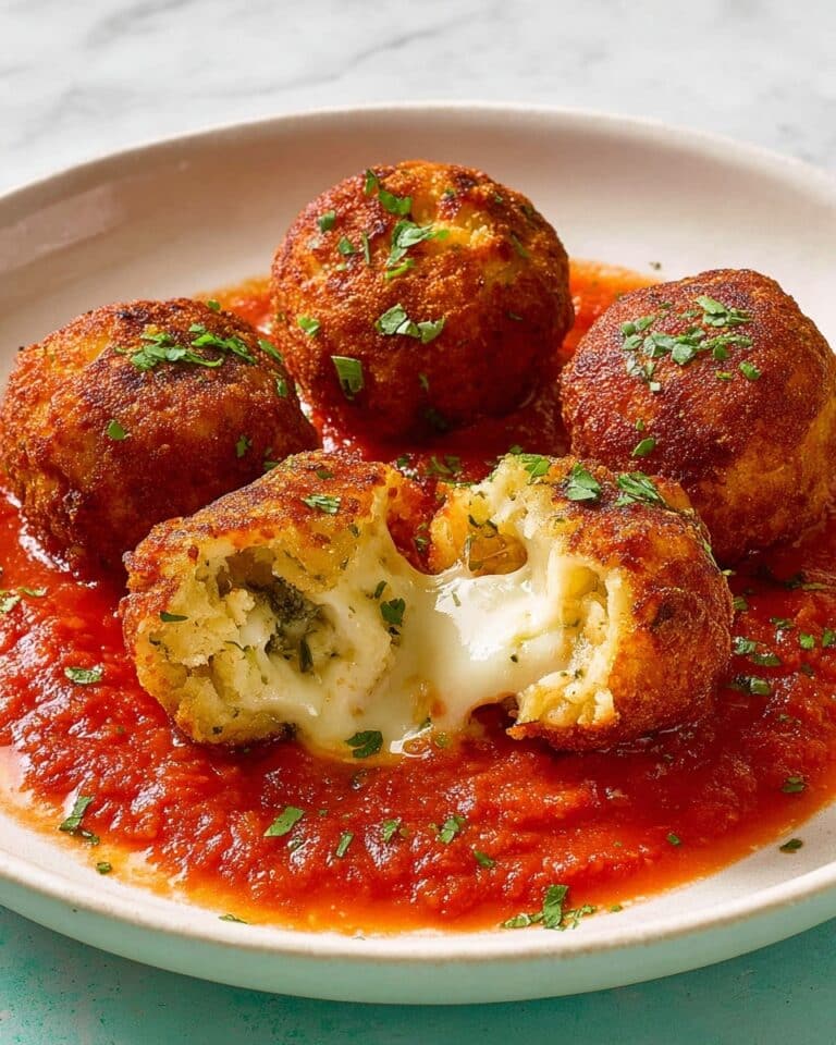 Mozzarella Stuffed Meatballs in Marinara Recipe