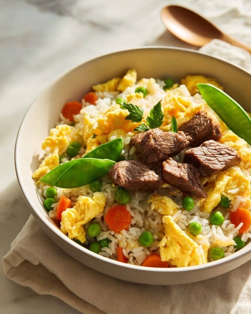 Baked Onion Beef Fried Rice Recipe