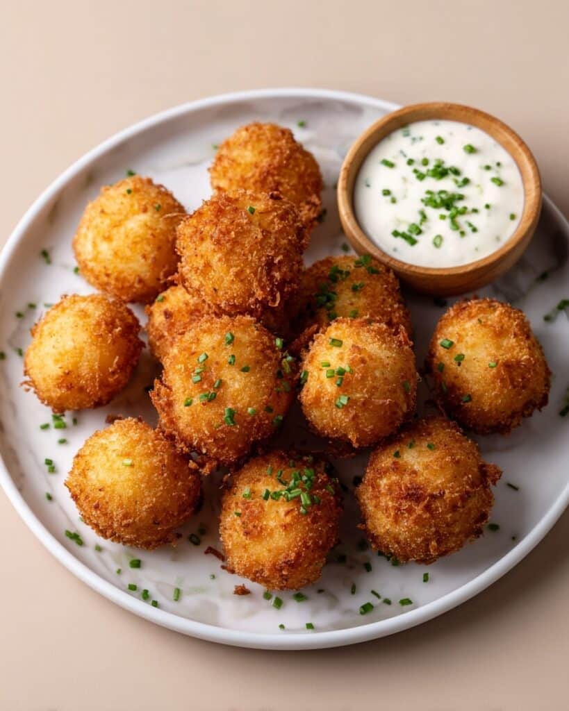 Fried Mashed Potato Balls with Cheddar and Chives Recipe