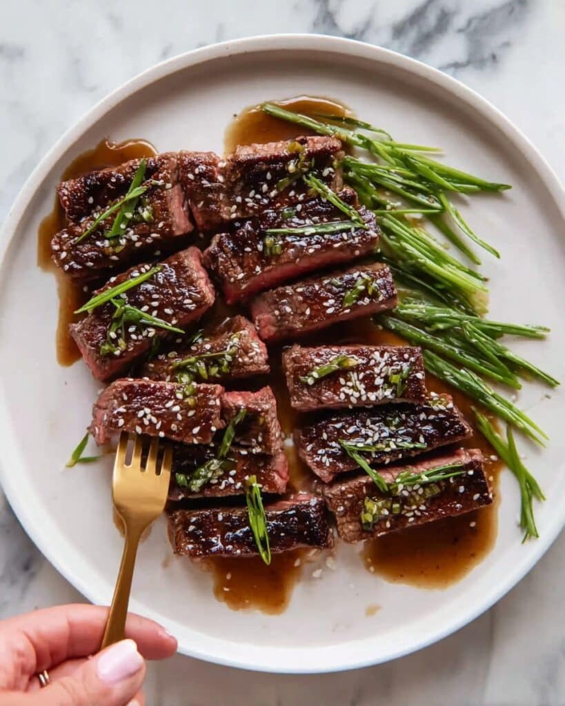 Grilled Rib Eye Steak with Ginger Teriyaki Recipe