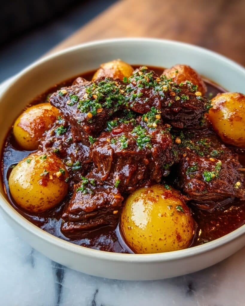 Slow Cooker Garlic Butter Beef with Potatoes Recipe
