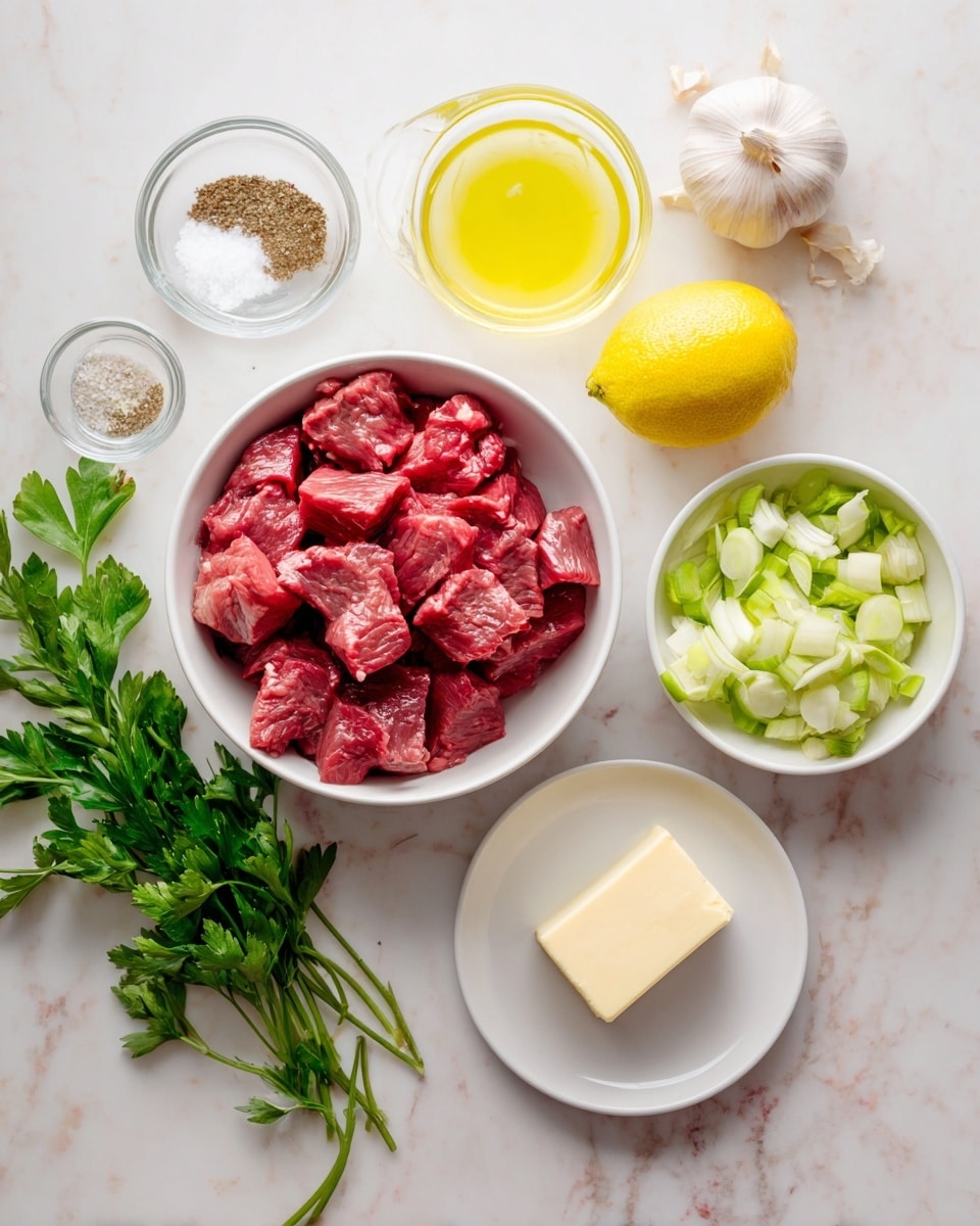 The image shows a white plate filled with three main layers of food on a white marbled surface with a red and white striped cloth underneath. The bottom layer is made of green and yellow zucchini pieces, cut into small chunks. On top of that, there are bite-sized brown meat pieces spread evenly. Scattered among the meat are bright red roasted cherry tomatoes, creating a vibrant contrast. A dark balsamic glaze is drizzled lightly over the entire dish, adding shine and texture. A silver fork sits beside the plate, positioned on the cloth. photo taken with an iphone --ar 4:5 --v 7