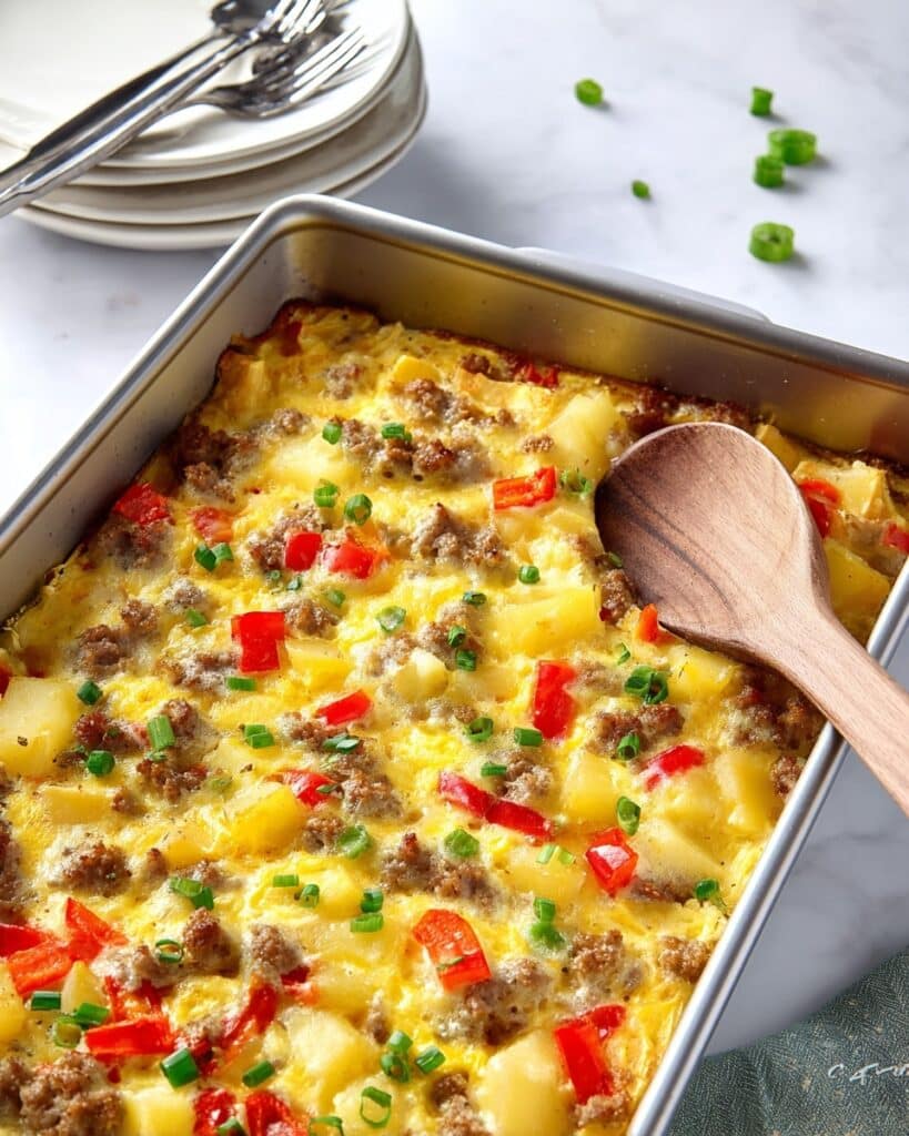 Breakfast Casserole with Eggs, Potatoes, and Sausage Recipe