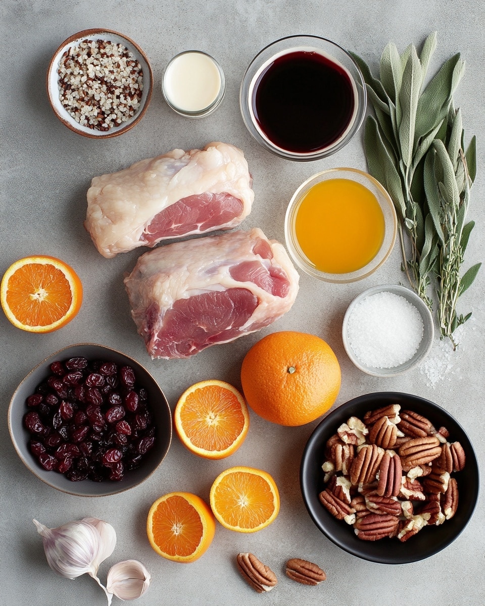 Two thick pieces of cooked pork with brown, slightly crispy edges and visible seasoning sit on a white plate. The pork is juicy with light pink and beige tones inside, and a darker browned crust on top. Behind the pork, a small clear glass bowl contains a smooth brown sauce. The plate is on a white marbled surface, and the background has blurry shapes suggesting other dishes and glasses. Photo taken with an iphone --ar 4:5 --v 7