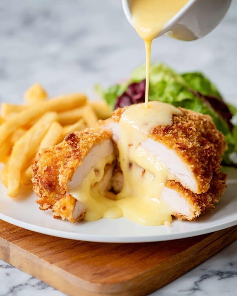 Baked Chicken Cordon Bleu with Creamy Parmesan Mustard Sauce Recipe