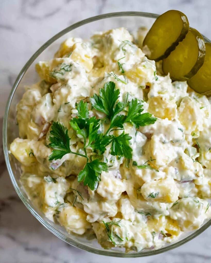 Polish Potato Salad with Eggs and Pickles Recipe