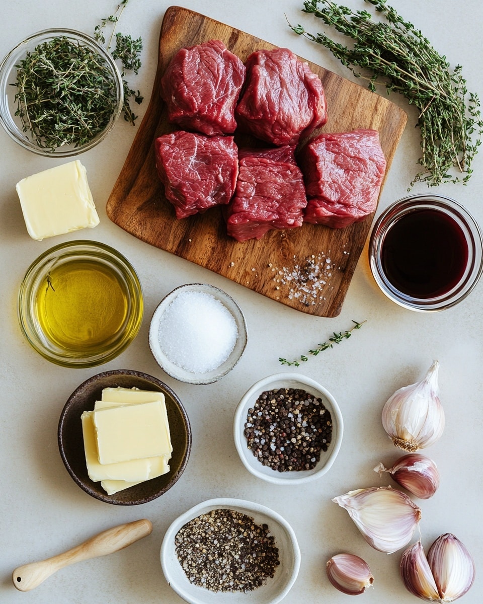 The image shows several slices of medium-rare cooked meat arranged closely on a white plate. Each slice has a charred brown outer edge and a pinkish-red center that looks tender and juicy. The meat slices are layered, overlapping each other, with some coarse salt visible on a few pieces. In the background, there is a green garnish partially visible, adding a fresh contrast to the warm tones of the meat. The dish is placed on a white marbled surface. photo taken with an iphone --ar 4:5 --v 7