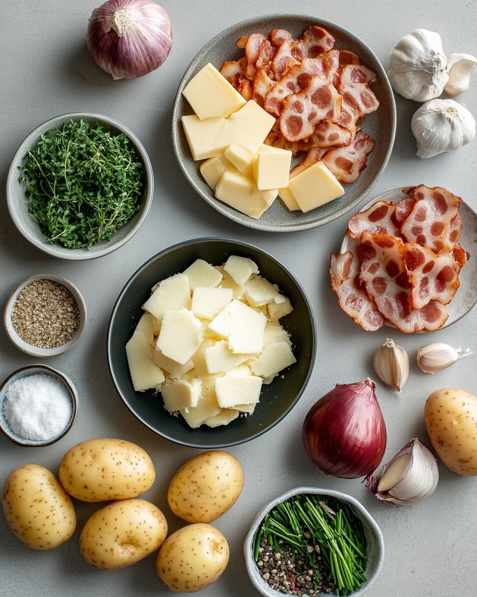 A white baking dish filled with a thick layer of creamy baked potatoes, topped with a golden brown crust of melted cheese. The potatoes are cut into thin slices stacked closely together, covered in a rich white sauce with a slightly browned top. Fresh green chives are sprinkled over the entire dish, adding a touch of color. A woman's hand is lifting a spoonful of the cheesy potatoes, showing the steam and melted cheese stretching slightly as the slice is lifted. The background has a soft, white marbled texture. photo taken with an iphone --ar 4:5 --v 7