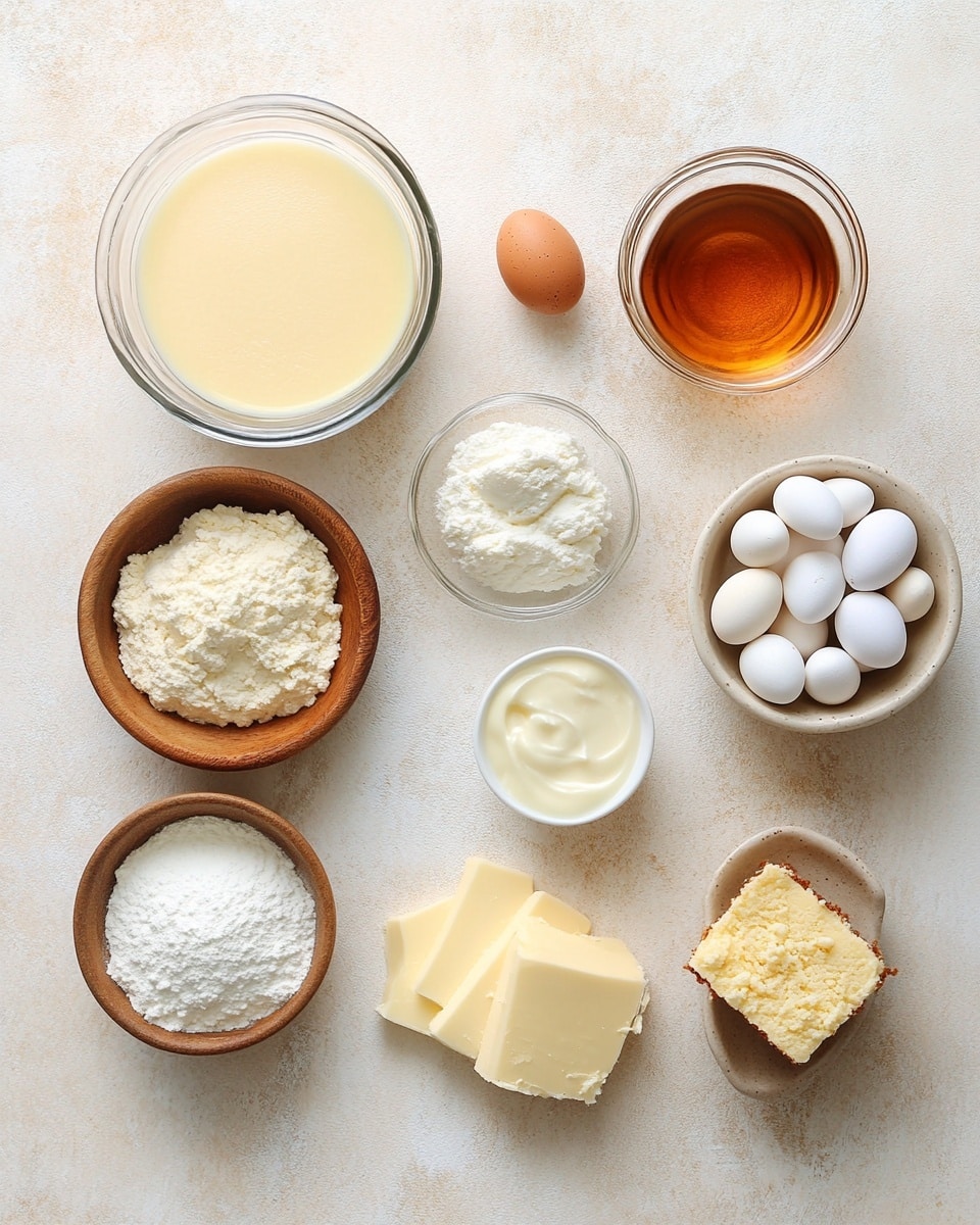 The image shows several small, round cheesecakes on a white marbled board. Each cheesecake has three layers: a crumbly brown base, a thick creamy off-white middle layer, and a swirl of whipped cream on top. On the whipped cream, there are three small, colorful candy eggs in purple, yellow, pink, or white, speckled with brown spots. Some chocolate shavings are scattered over the whipped cream and around the cheesecakes on the board. Next to the cheesecakes, there is a white bowl filled with the same colorful candy eggs and a yellow box of candy eggs lying on the white marbled surface. Photo taken with an iphone --ar 4:5 --v 7