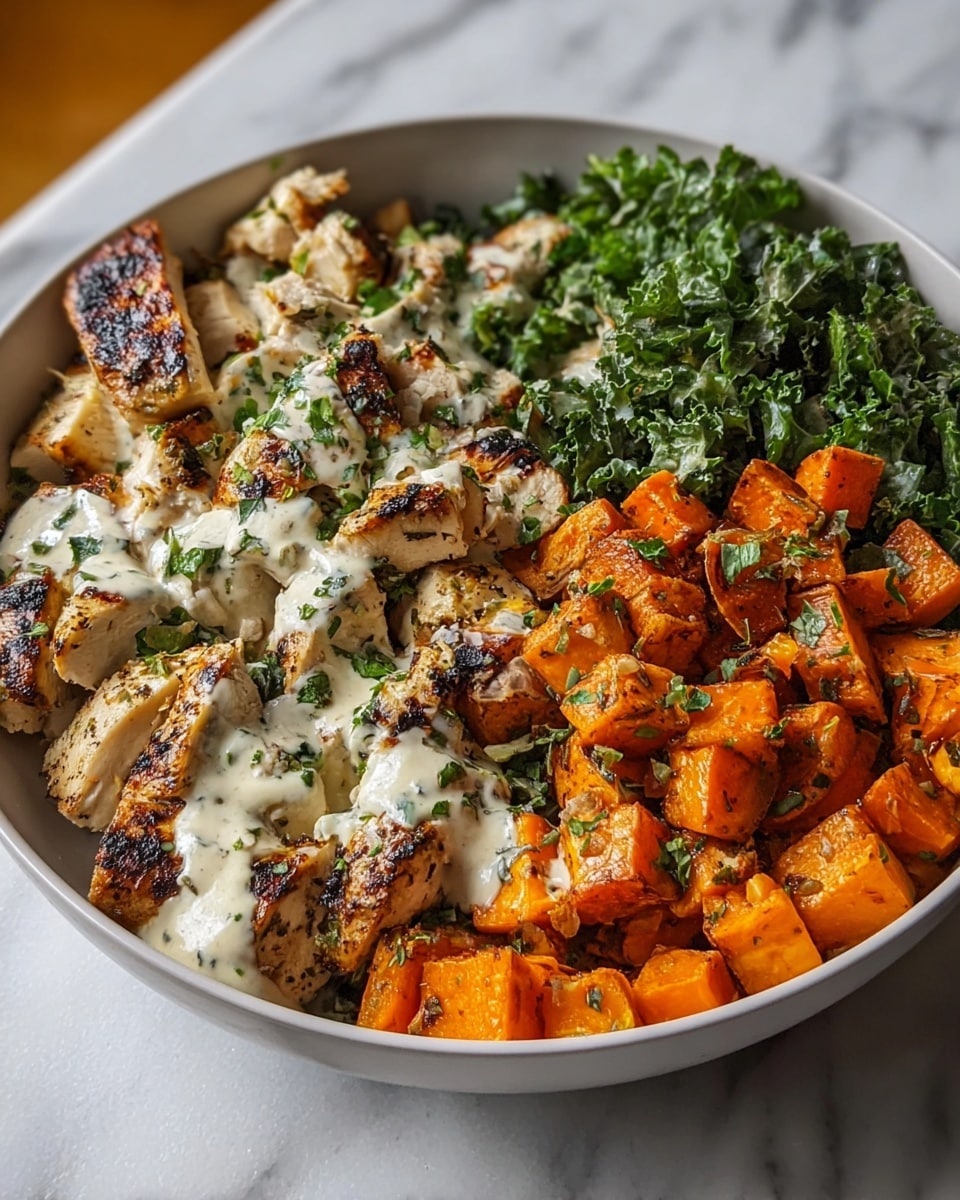 Easy Maple Dijon Chicken Bowl with Roasted Sweet Potatoes Recipe