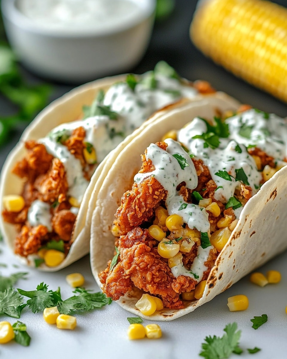 Fried Chicken Street Corn Tacos with Jalapeno Lime Ranch Recipe