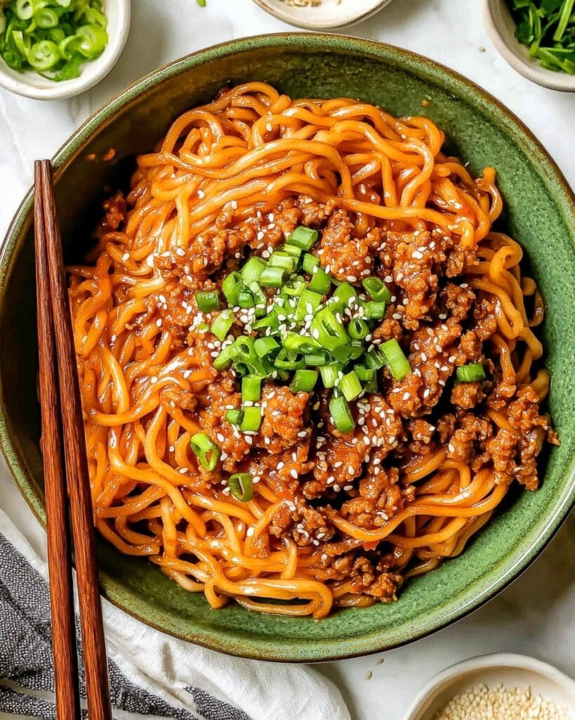 Mongolian Ground Beef Noodles Recipe