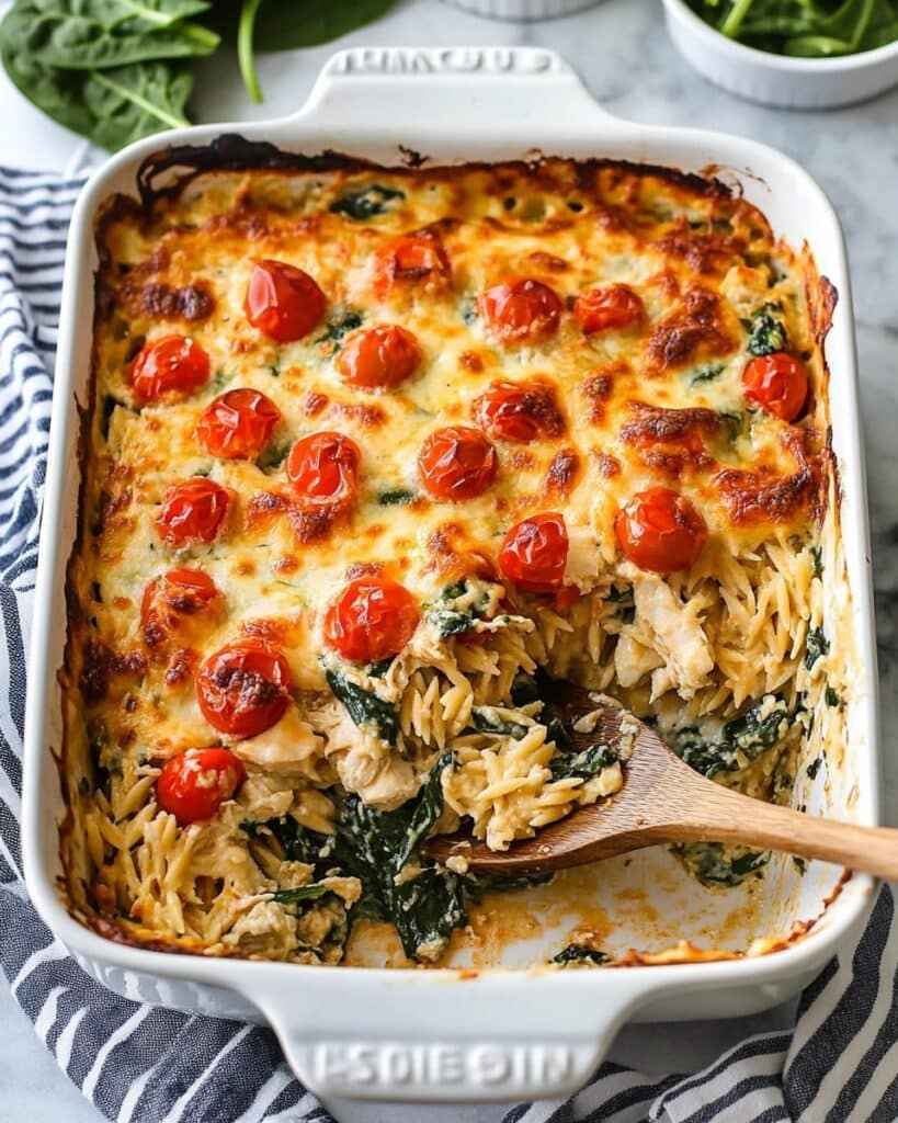 Greek Chicken Orzo Bake Recipe