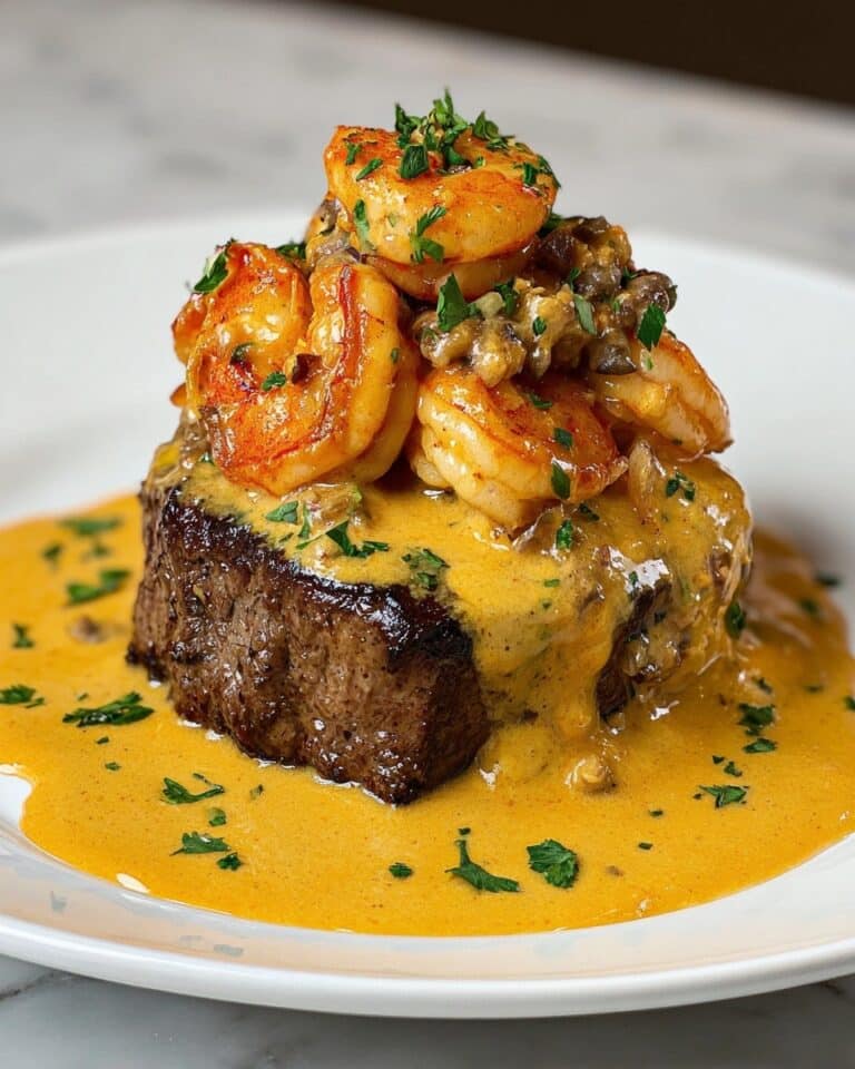Steak with Lobster Shrimp Sauce Recipe