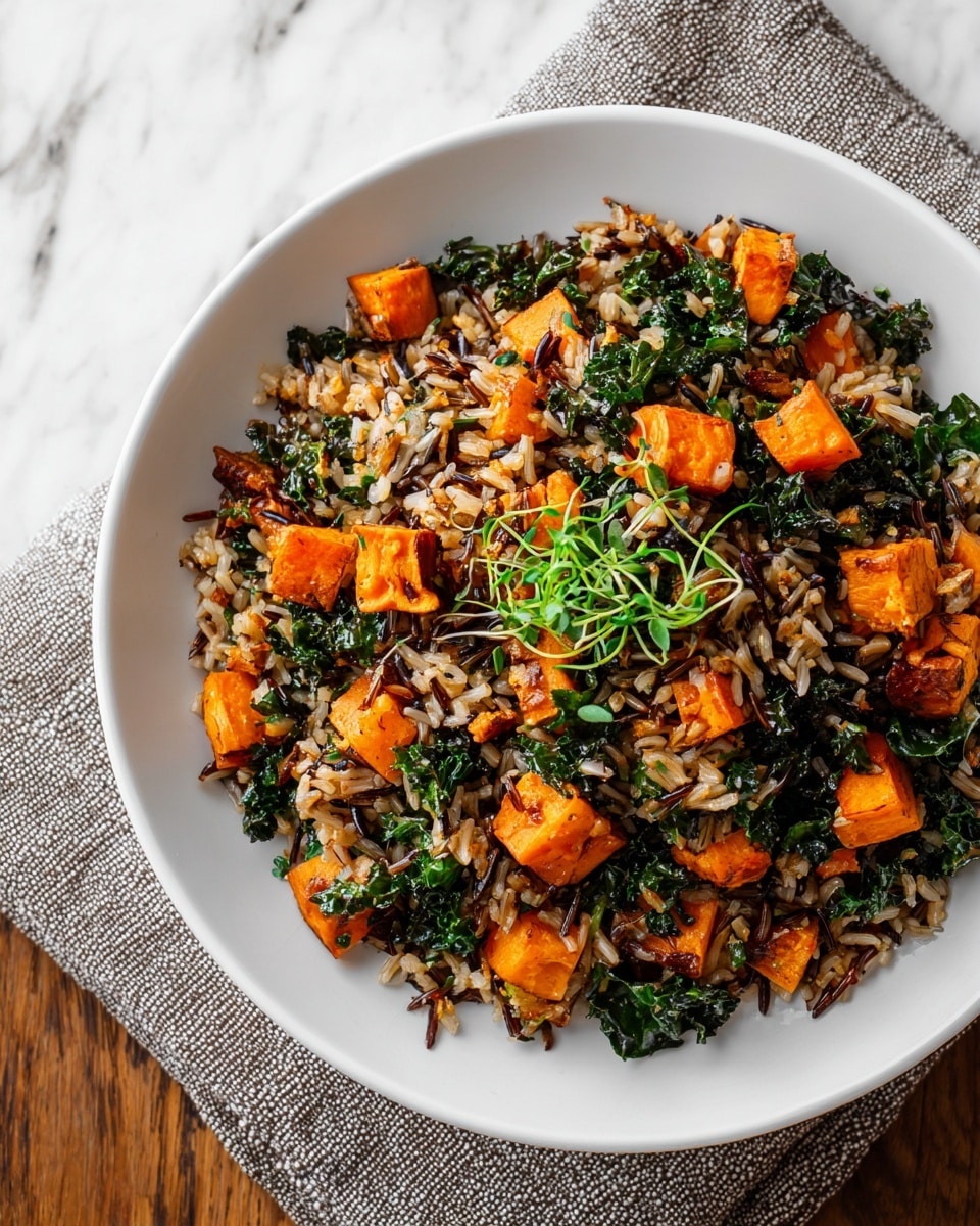 Caramelized Sweet Potato and Kale Fried Wild Rice Recipe