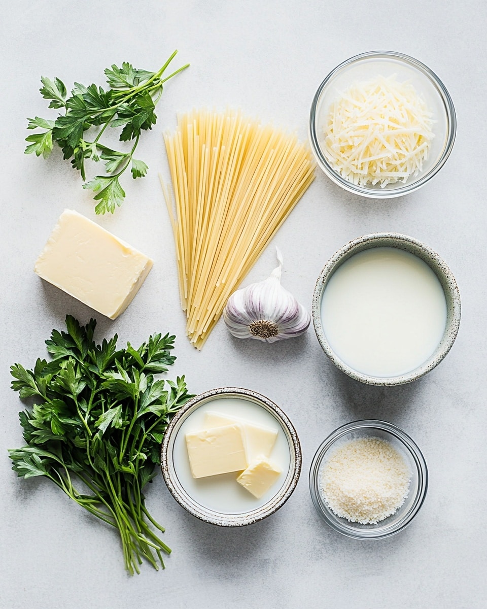 A close-up view shows a large amount of creamy spaghetti pasta. The spaghetti noodles are light yellow, coated in a smooth, creamy white sauce with tiny bits of Parmesan cheese mixed in. Small green parsley pieces are sprinkled evenly on top, adding a touch of color contrast. A woman's hand is holding a metal fork that is lifting a portion of the pasta, slightly twisting the noodles. The pasta is in a white bowl placed on a white marbled surface. The texture of the sauce looks rich and smooth, covering every noodle. Photo taken with an iphone --ar 4:5 --v 7