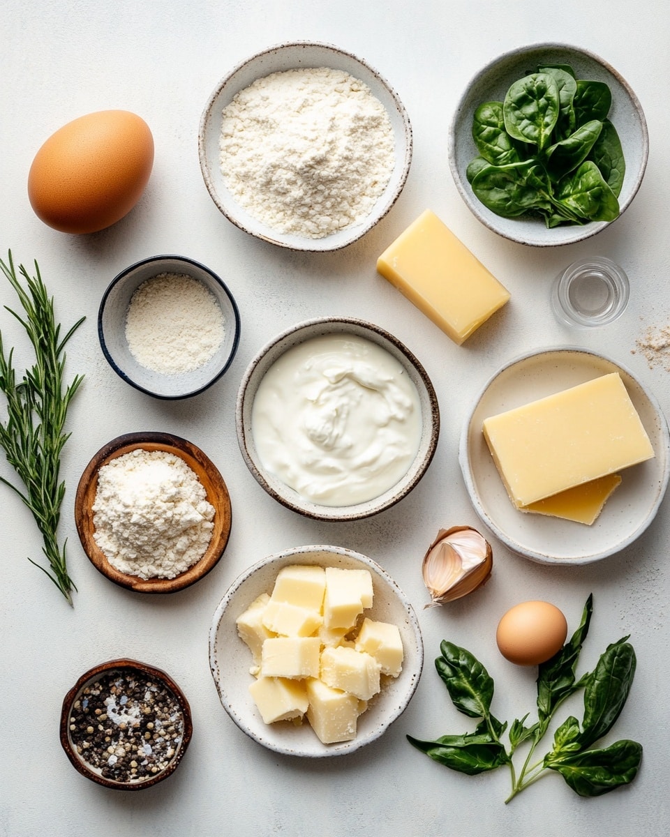 A thick square slice of lasagna is placed on a white plate on a white marbled surface. The lasagna has four visible layers of pale pasta sheets with three layers of creamy white cheese mixed with small leafy green herbs, thin round green zucchini slices, and pieces of red and yellow bell peppers evenly spread within. The top layer is golden brown melted cheese with some browned spots and green herb sprinkles. There are scattered green herb bits around the lasagna on the plate. In the background, there is a blurred white bowl with a white creamy sauce. photo taken with an iphone --ar 4:5 --v 7