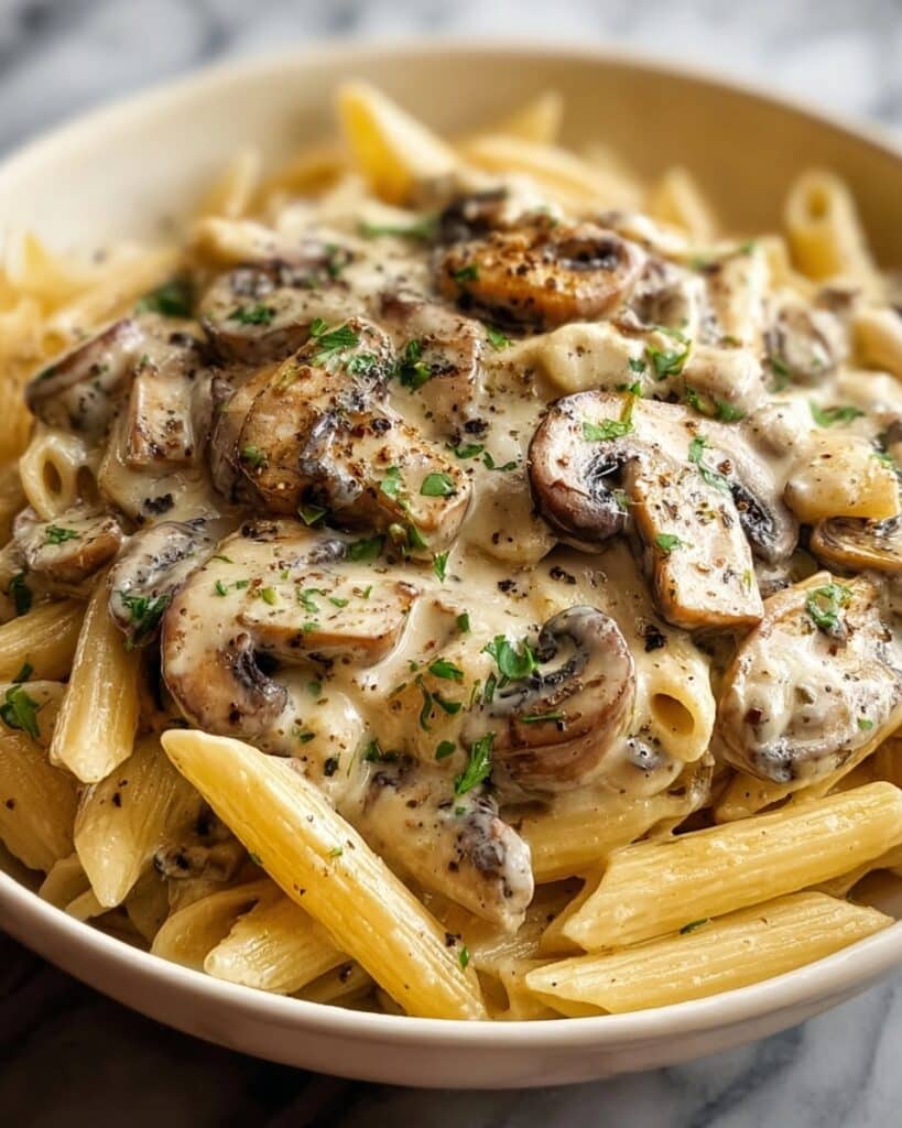 Creamy Tuscan Mushroom Pasta Skillet Recipe