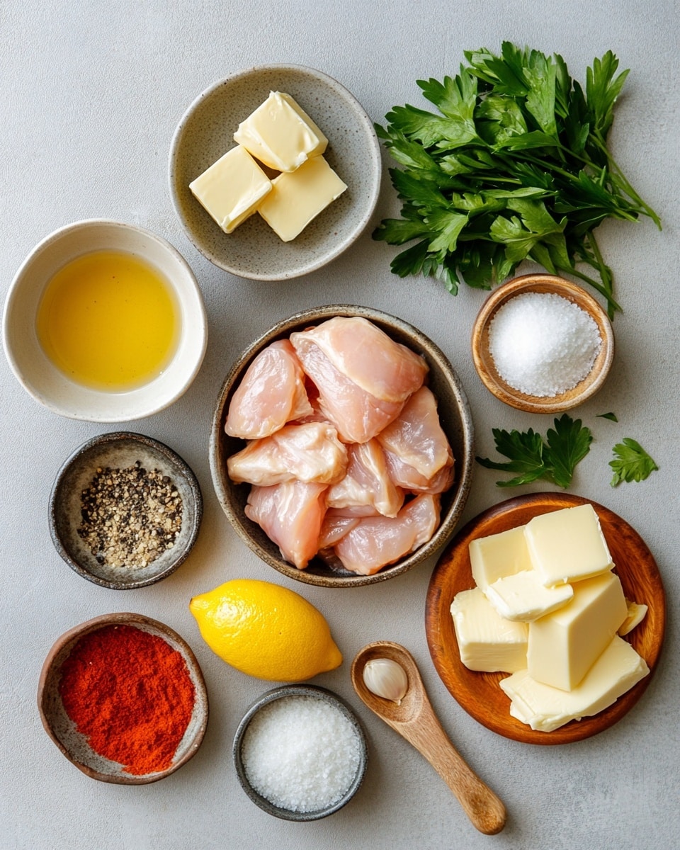 The image shows a black skillet filled with many pieces of golden brown chicken coated in a thick, orange creamy sauce. The chicken pieces have a slightly charred texture on top. The sauce looks smooth and shiny, covering the bottom and sides of the skillet. Small bits of chopped green herbs are sprinkled on top of the chicken, adding color contrast. The skillet is placed on a wooden surface with a white marbled background slightly visible. Photo taken with an iphone --ar 4:5 --v 7