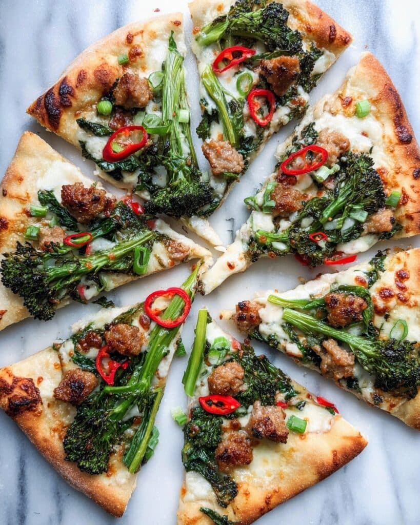 Spinach, Ricotta and Sausage Pizza with Broccolini and Chilli Jam Recipe