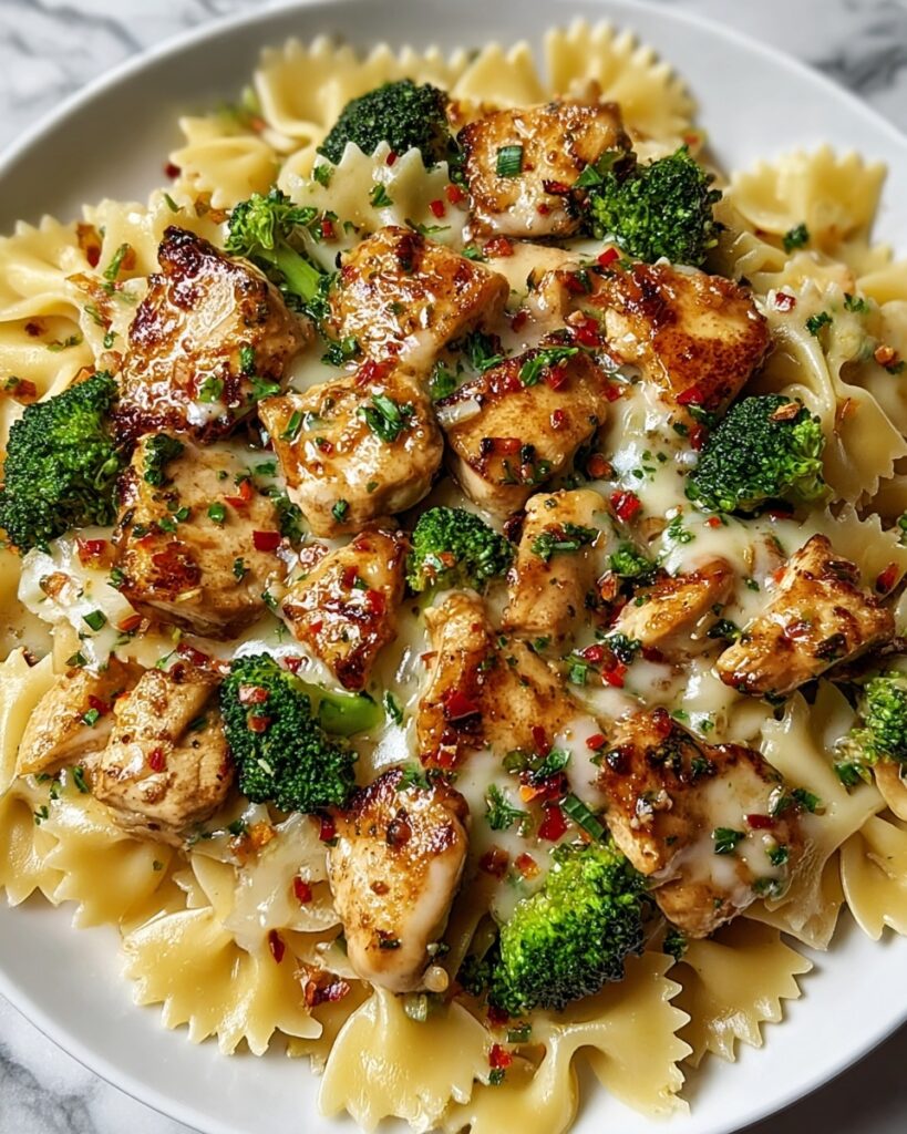 Cowboy Butter Lemon Bowtie Chicken with Broccoli Recipe