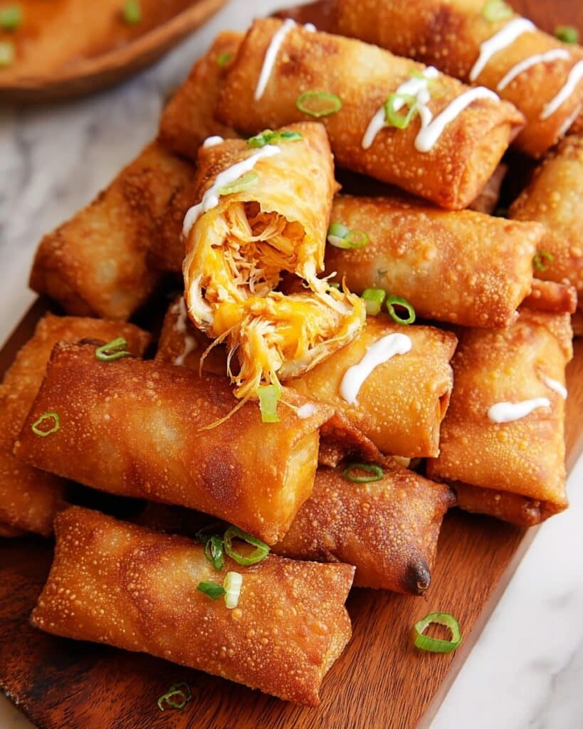 Buffalo Chicken Mozzarella Egg Roll Logs Recipe