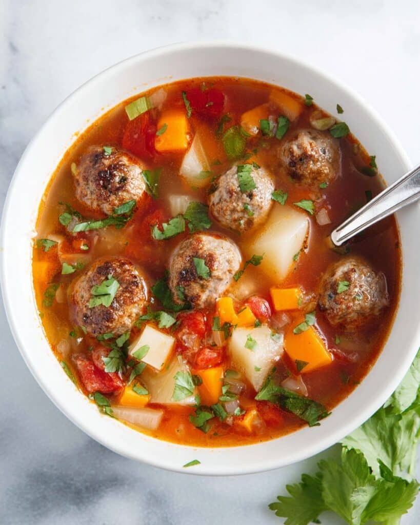 Albondigas Soup with Meatballs and Vegetables Recipe