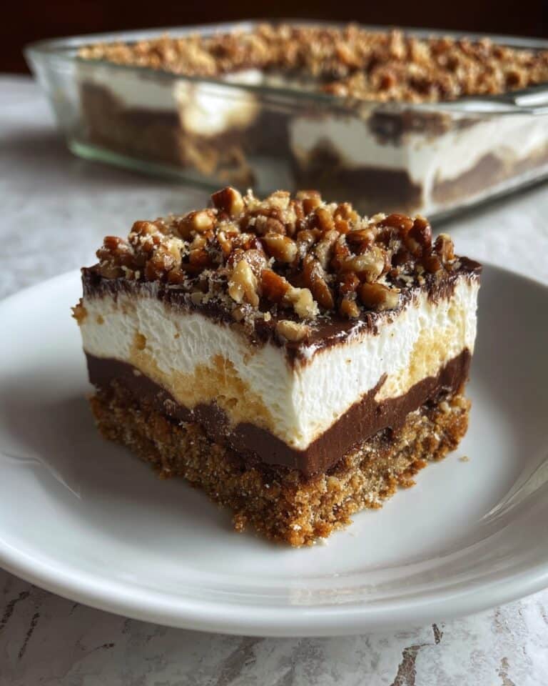 Chocolate Delight with Pecans and Cream Cheese Layered Dessert Recipe