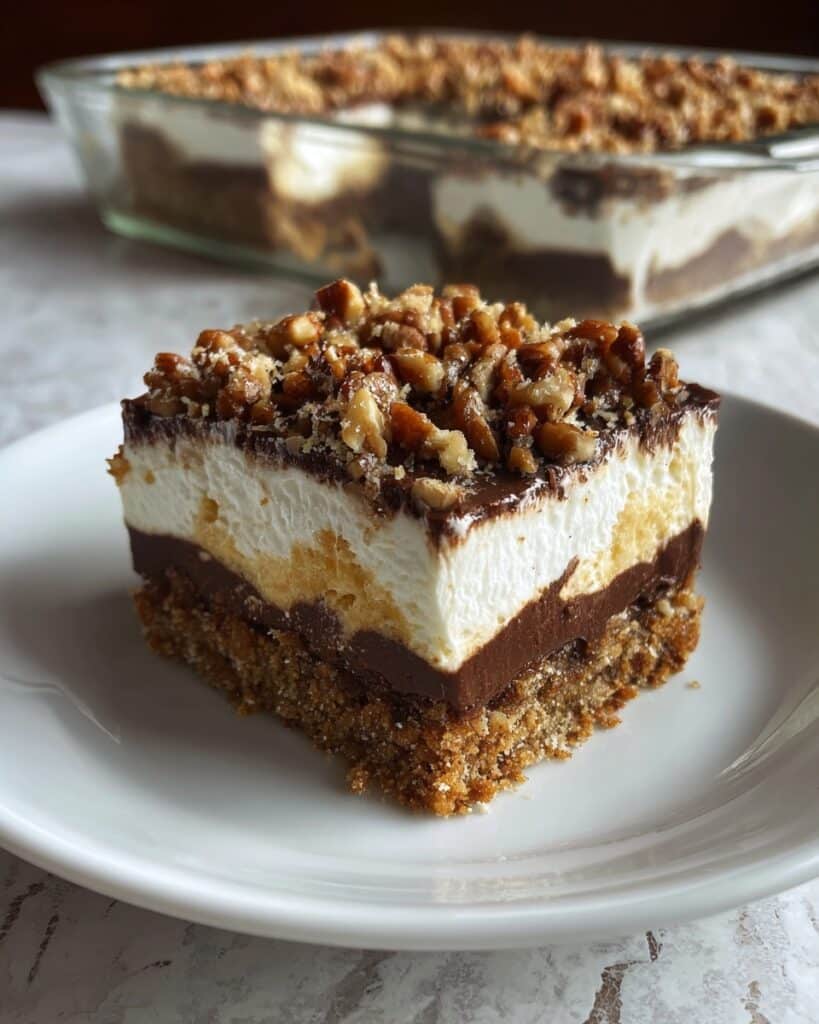 Chocolate Delight with Pecans and Cream Cheese Layered Dessert Recipe