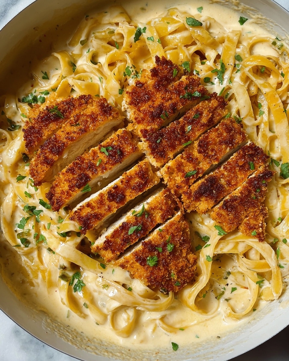 Creamy Chicken Alfredo Pasta with Parmesan Crusted Chicken Recipe