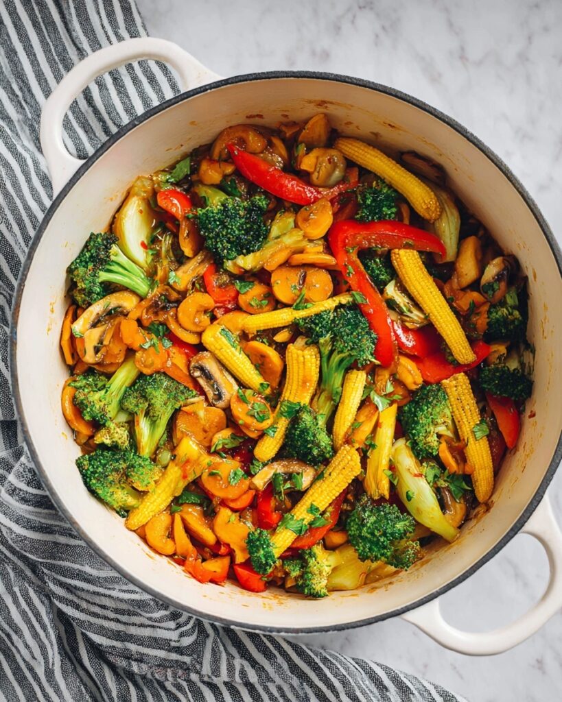 Vegetable Stir Fry with Garlic and Ginger in Savory Stir-Fry Sauce Recipe