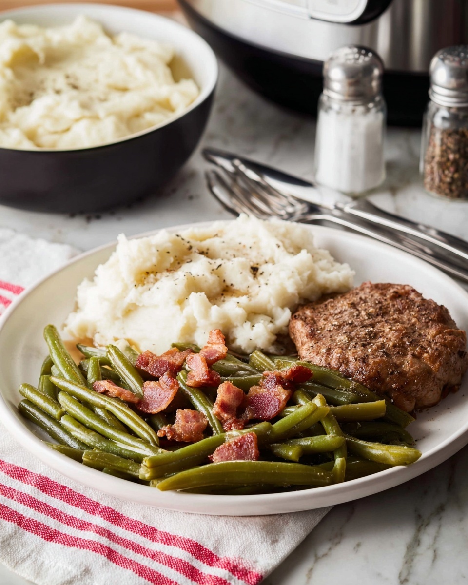 Crock Pot Green Beans with Bacon, Onion, and Garlic Recipe