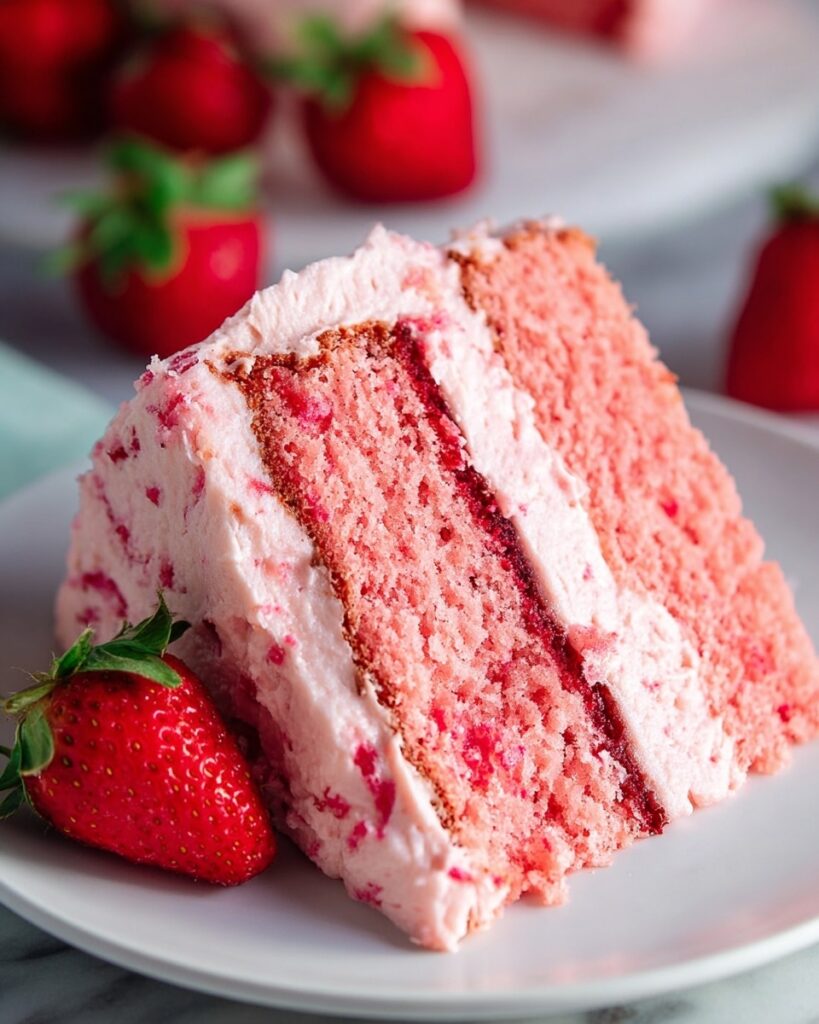 Strawberry Cake with Homemade Strawberry Puree and Cream Cheese Frosting Recipe