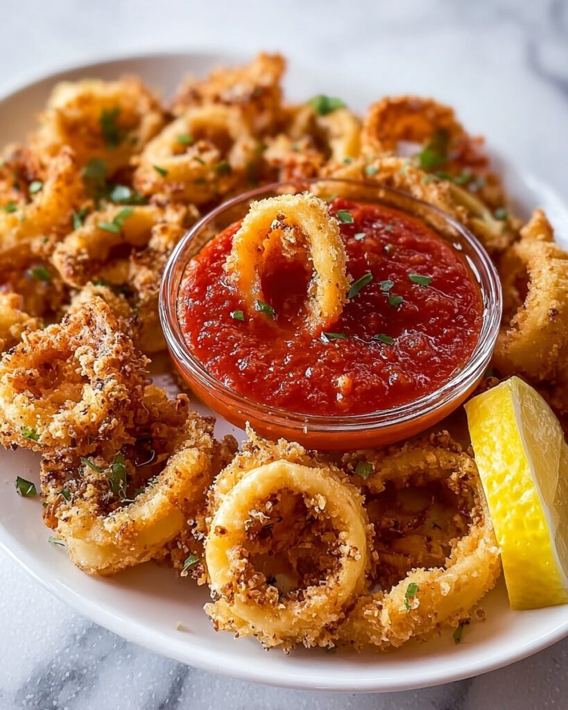 Crispy Fried Calamari with Spicy Marinara Sauce Recipe