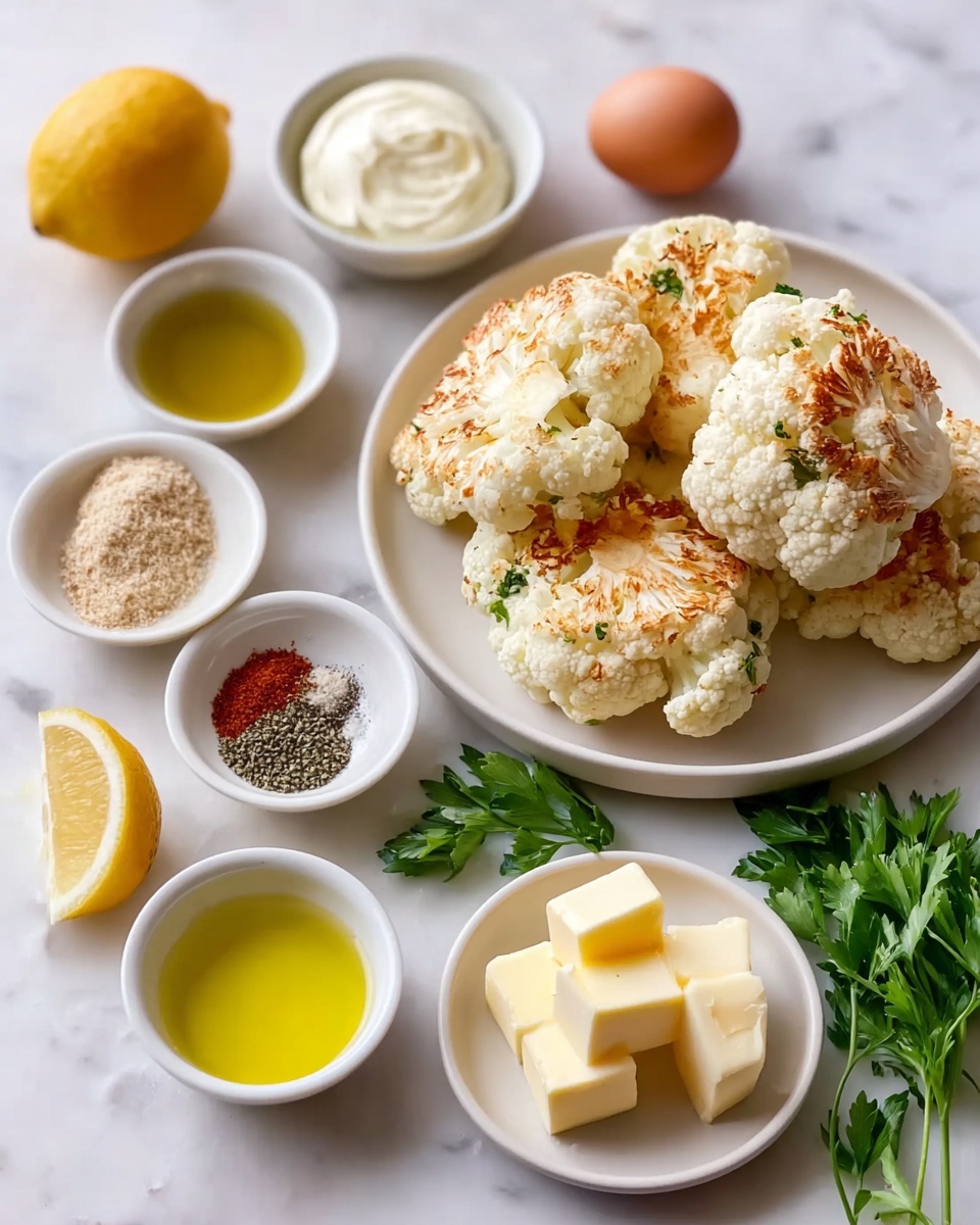 The image shows a white plate with two golden brown crab cakes that have a rough, crispy texture and bits of green herbs visible inside. To the right of the crab cakes, there are three bright yellow lemon wedges with a shiny, juicy look. Behind the crab cakes, slightly to the right, there is a small silver cup filled with a creamy white sauce speckled with green herbs. In the blurred background, there is another white plate with three more crab cakes and a lemon wedge on a white marbled surface. Some green parsley leaves are partially visible at the bottom of the image. photo taken with an iphone --ar 4:5 --v 7